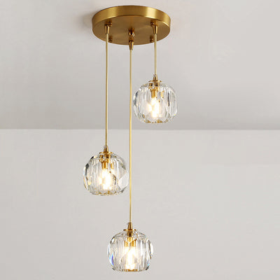 Modern Luxury Round Sphere Iron Crystal 1/3/4/5 Light Chandelier For Bedroom