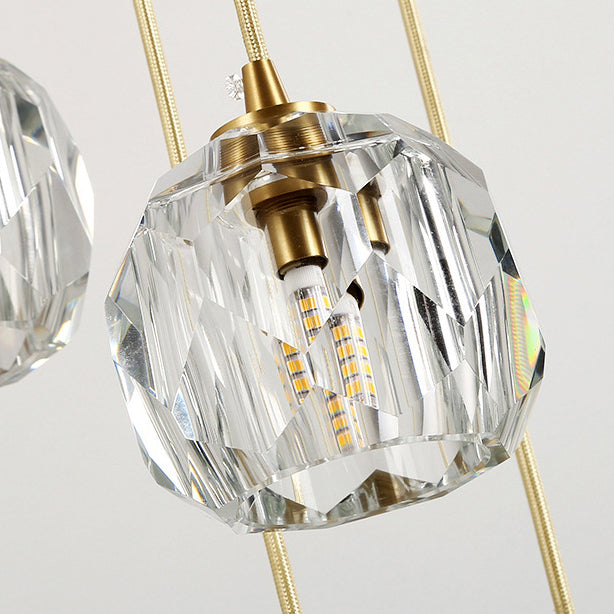 Lustre Moderne de Luxe Sphère Ronde en Fer et Cristal 1/3/4/5 Lumières pour Chambre 