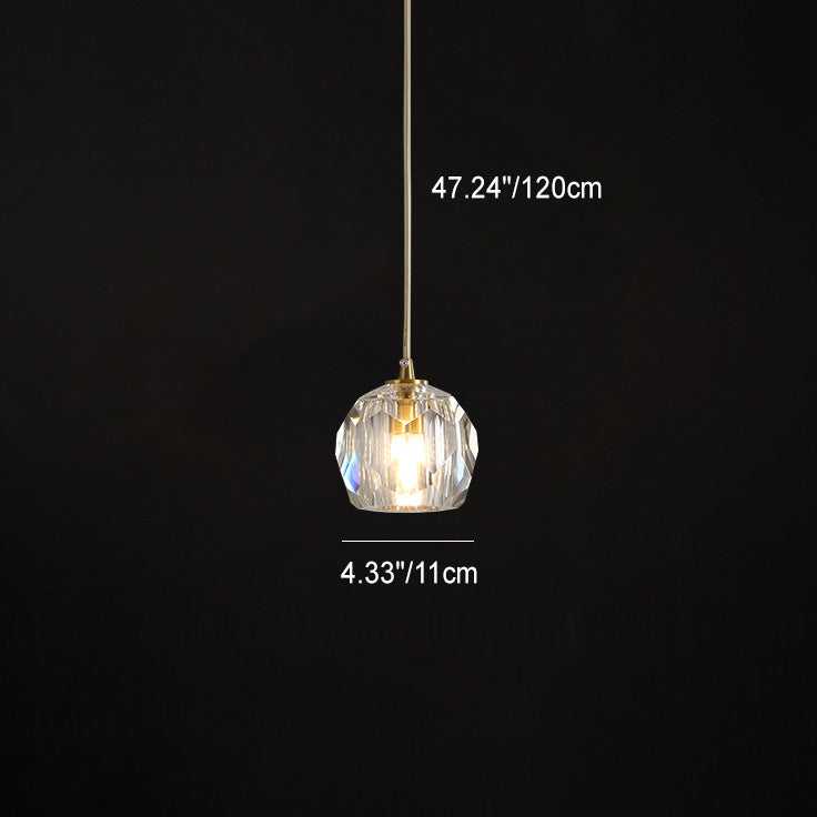 Lustre Moderne de Luxe Sphère Ronde en Fer et Cristal 1/3/4/5 Lumières pour Chambre 