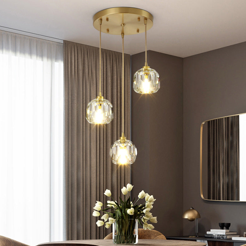 Modern Luxury Round Sphere Iron Crystal 1/3/4/5 Light Chandelier For Bedroom