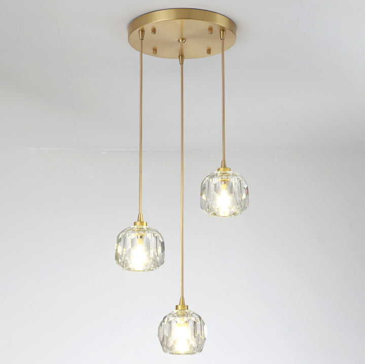 Lustre Moderne de Luxe Sphère Ronde en Fer et Cristal 1/3/4/5 Lumières pour Chambre 
