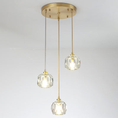 Modern Luxury Round Sphere Iron Crystal 1/3/4/5 Light Chandelier For Bedroom