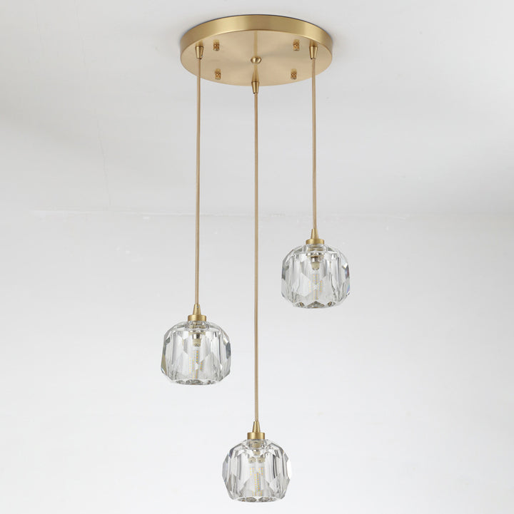 Lustre Moderne de Luxe Sphère Ronde en Fer et Cristal 1/3/4/5 Lumières pour Chambre 