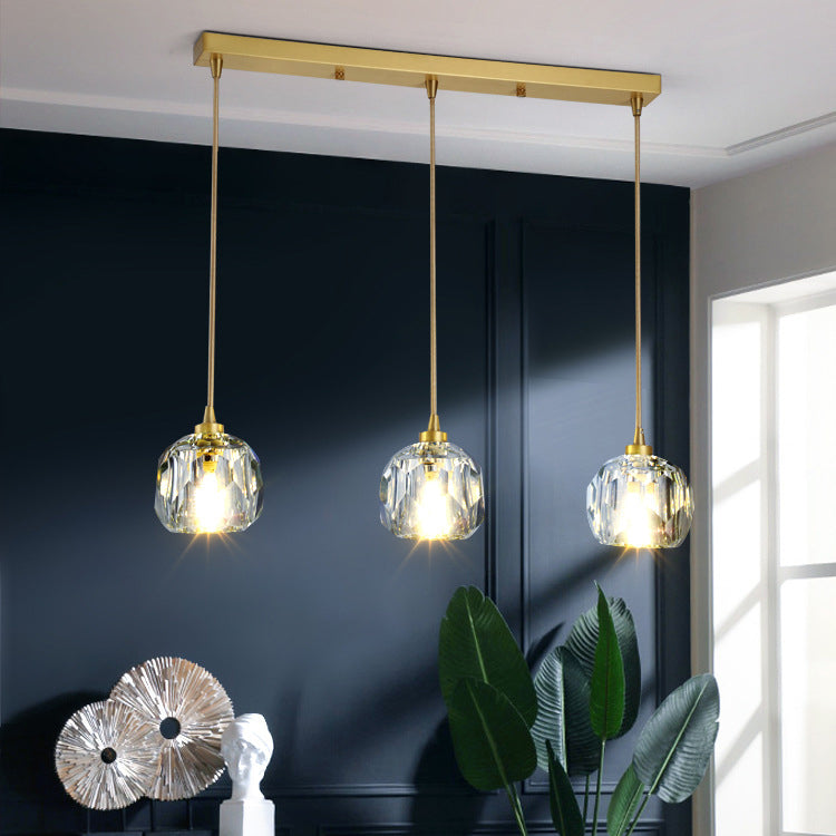 Modern Luxury Round Sphere Iron Crystal 1/3/4/5 Light Chandelier For Bedroom
