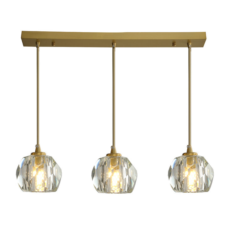Lustre Moderne de Luxe Sphère Ronde en Fer et Cristal 1/3/4/5 Lumières pour Chambre 