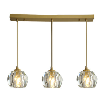 Modern Luxury Round Sphere Iron Crystal 1/3/4/5 Light Chandelier For Bedroom