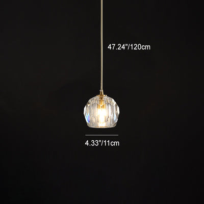 Modern Luxury Round Sphere Iron Crystal 1/3/4/5 Light Chandelier For Bedroom