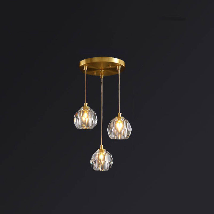 Lustre Moderne de Luxe Sphère Ronde en Fer et Cristal 1/3/4/5 Lumières pour Chambre 