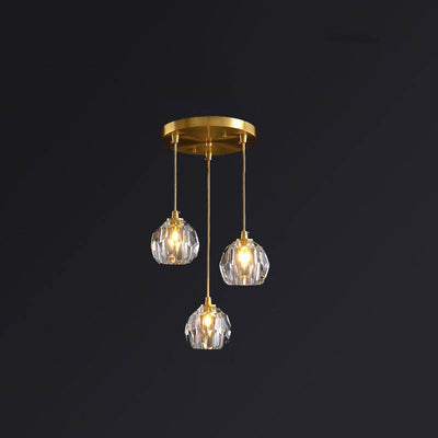 Modern Luxury Round Sphere Iron Crystal 1/3/4/5 Light Chandelier For Bedroom