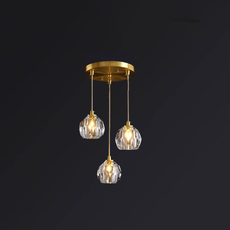 Modern Luxury Round Sphere Iron Crystal 1/3/4/5 Light Chandelier For Bedroom