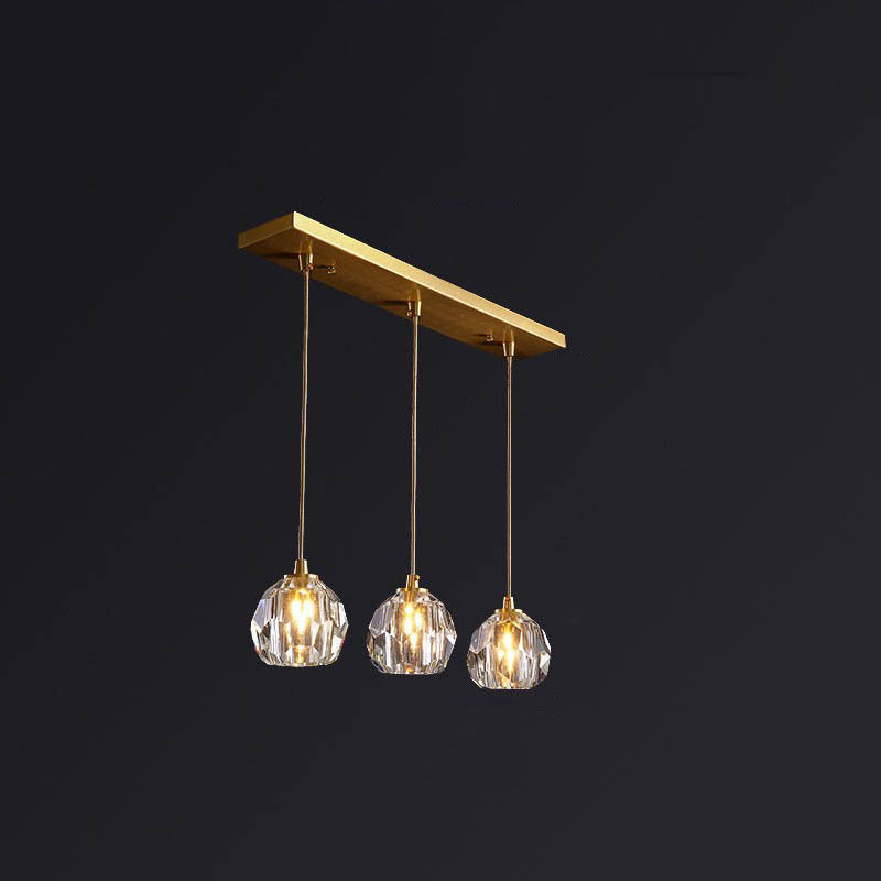 Modern Luxury Round Sphere Iron Crystal 1/3/4/5 Light Chandelier For Bedroom