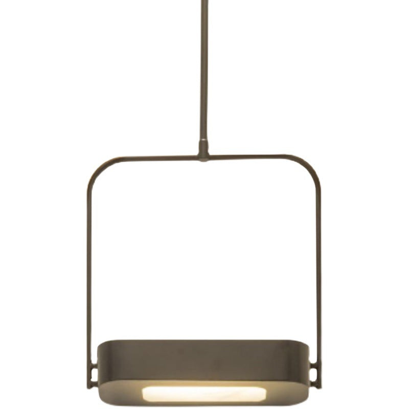 Lámpara colgante LED de vidrio metálico rectangular minimalista moderna para dormitorio 