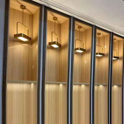Lámpara colgante LED de vidrio metálico rectangular minimalista moderna para dormitorio 