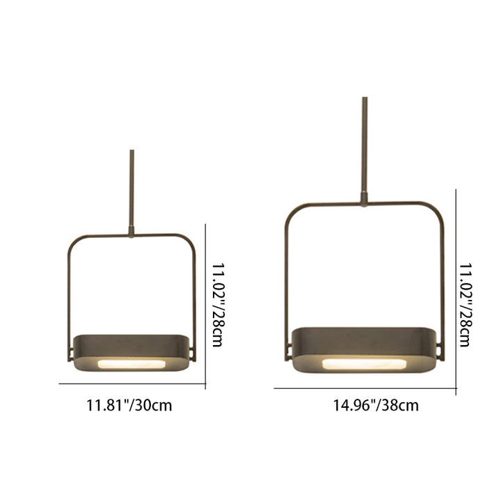 Lámpara colgante LED de vidrio metálico rectangular minimalista moderna para dormitorio 