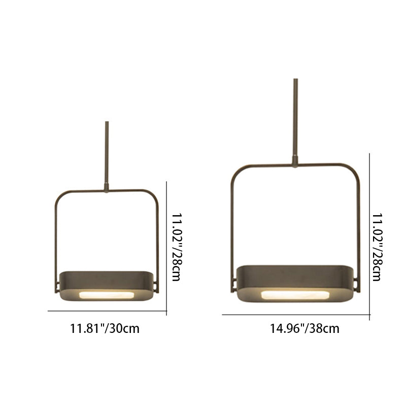 Lámpara colgante LED de vidrio metálico rectangular minimalista moderna para dormitorio 