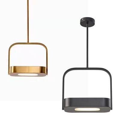 Lámpara colgante LED de vidrio metálico rectangular minimalista moderna para dormitorio 