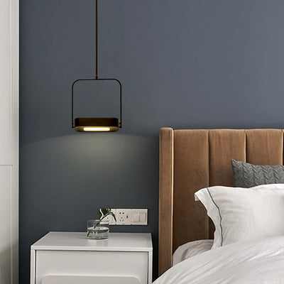 Lámpara colgante LED de vidrio metálico rectangular minimalista moderna para dormitorio 