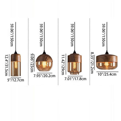 Lanterne Minimaliste Moderne Cylindre Fer Verre Suspension 1 Lumière Pour Salon 