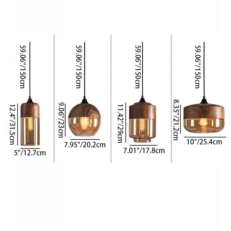 Lanterne Minimaliste Moderne Cylindre Fer Verre Suspension 1 Lumière Pour Salon 