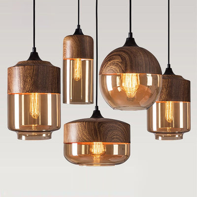 Lanterne Minimaliste Moderne Cylindre Fer Verre Suspension 1 Lumière Pour Salon 