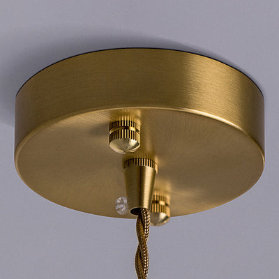 Zeitgenössische skandinavische runde Scheibe Messing Glas 1-Licht Pendelleuchte für Schlafzimmer 