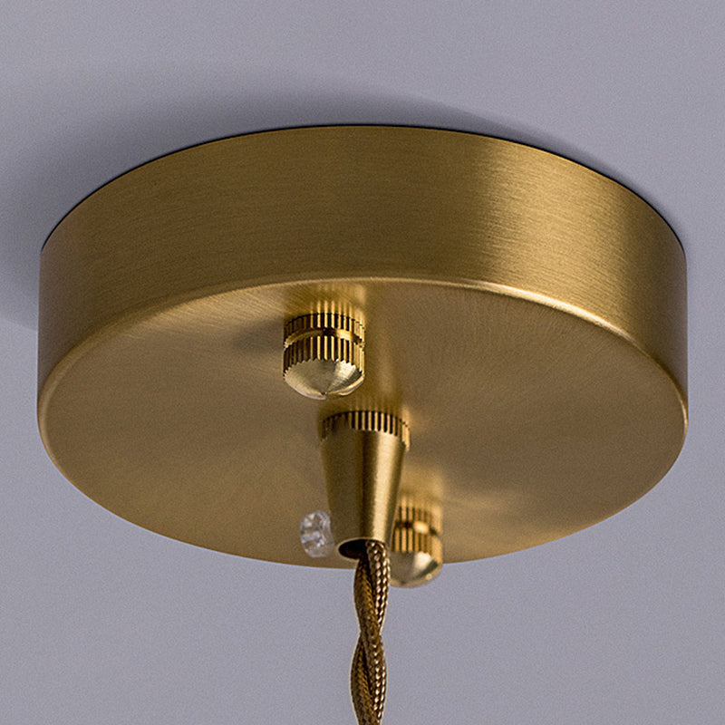 Zeitgenössische skandinavische runde Scheibe Messing Glas 1-Licht Pendelleuchte für Schlafzimmer 
