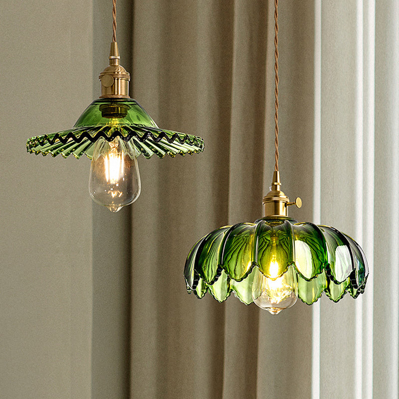 Zeitgenössische skandinavische runde Scheibe Messing Glas 1-Licht Pendelleuchte für Schlafzimmer 
