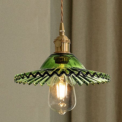 Zeitgenössische skandinavische runde Scheibe Messing Glas 1-Licht Pendelleuchte für Schlafzimmer 