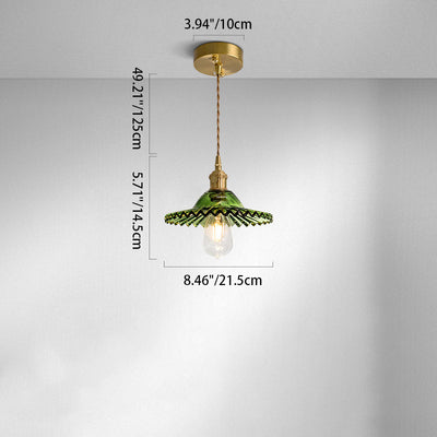 Zeitgenössische skandinavische runde Scheibe Messing Glas 1-Licht Pendelleuchte für Schlafzimmer 