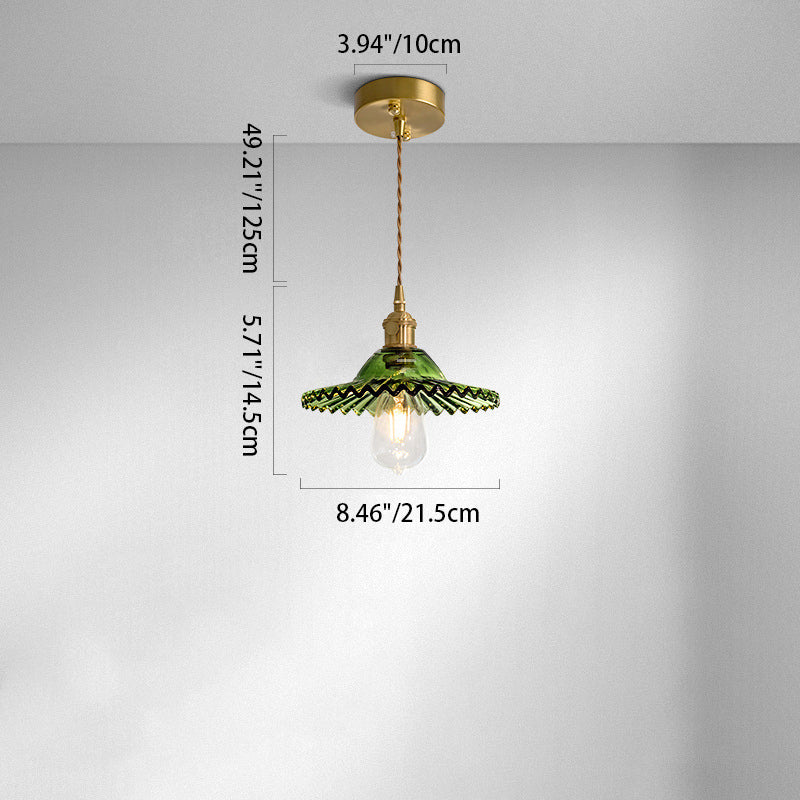 Zeitgenössische skandinavische runde Scheibe Messing Glas 1-Licht Pendelleuchte für Schlafzimmer 