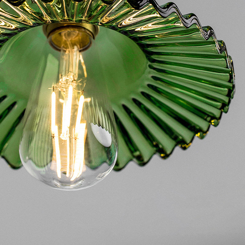 Zeitgenössische skandinavische runde Scheibe Messing Glas 1-Licht Pendelleuchte für Schlafzimmer 