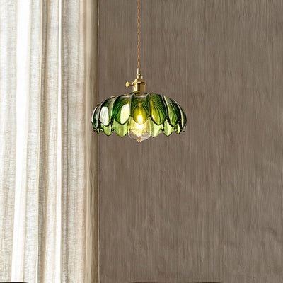 Zeitgenössische skandinavische runde Scheibe Messing Glas 1-Licht Pendelleuchte für Schlafzimmer 