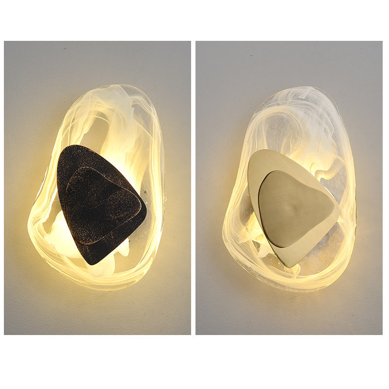 Applique murale LED ovale en acier inoxydable et verre créatif contemporain pour salon 