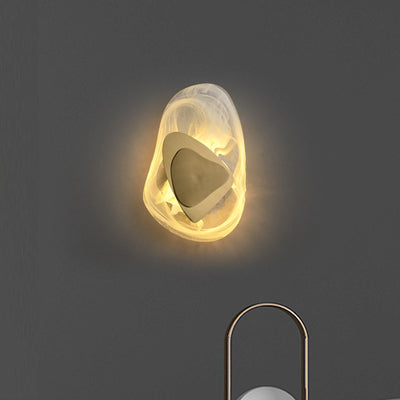 Zeitgenössische kreative ovale Edelstahl-Glas-LED-Wandleuchte für Wohnzimmer 