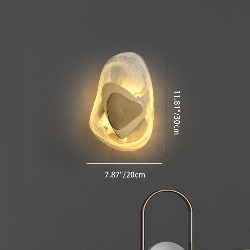 Zeitgenössische kreative ovale Edelstahl-Glas-LED-Wandleuchte für Wohnzimmer 