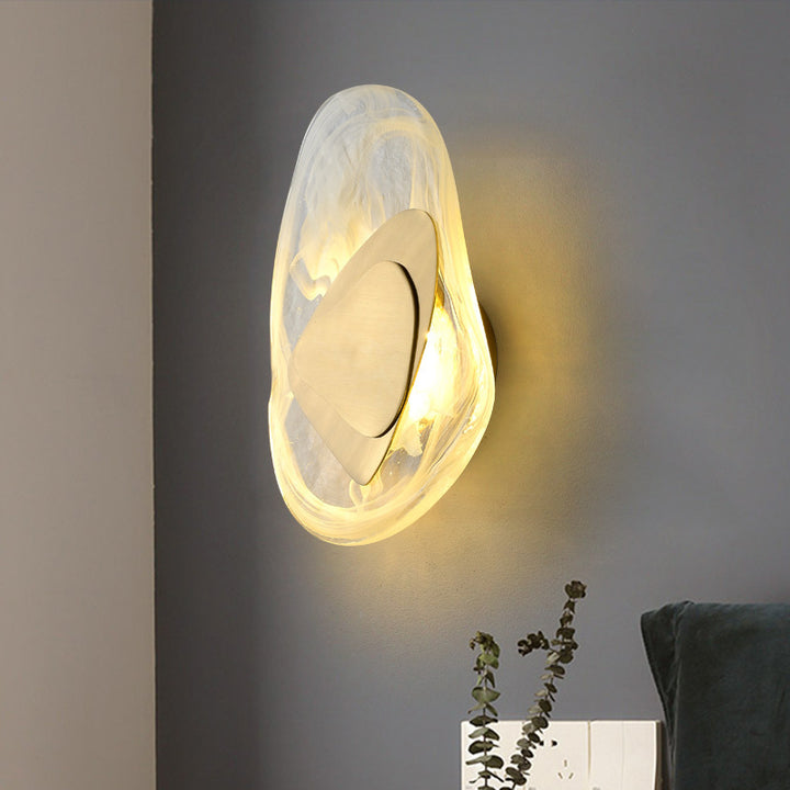 Applique murale LED ovale en acier inoxydable et verre créatif contemporain pour salon 
