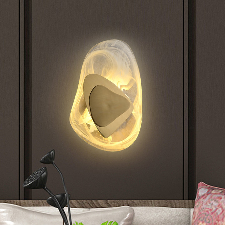 Applique murale LED ovale en acier inoxydable et verre créatif contemporain pour salon 
