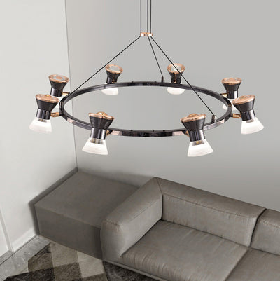 Lustre LED en aluminium acrylique rond minimaliste moderne pour salon 