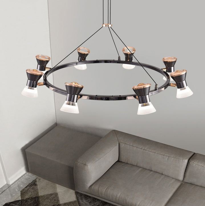 Lustre LED en aluminium acrylique rond minimaliste moderne pour salon 