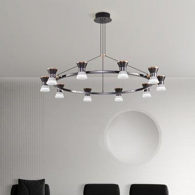 Lustre LED en aluminium acrylique rond minimaliste moderne pour salon 