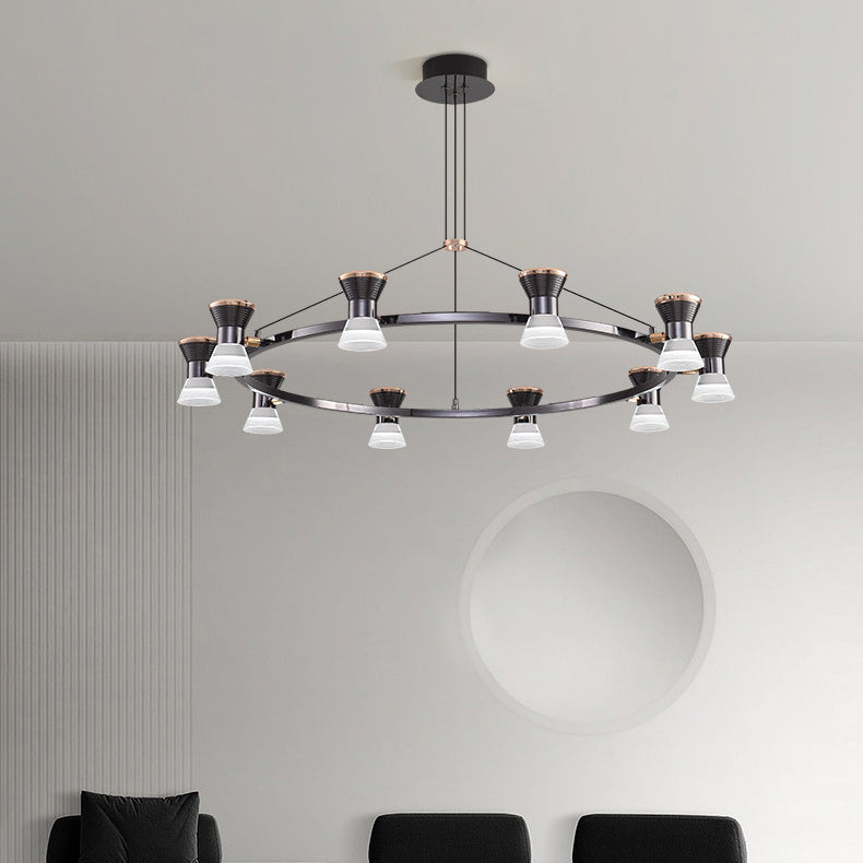 Lustre LED en aluminium acrylique rond minimaliste moderne pour salon 