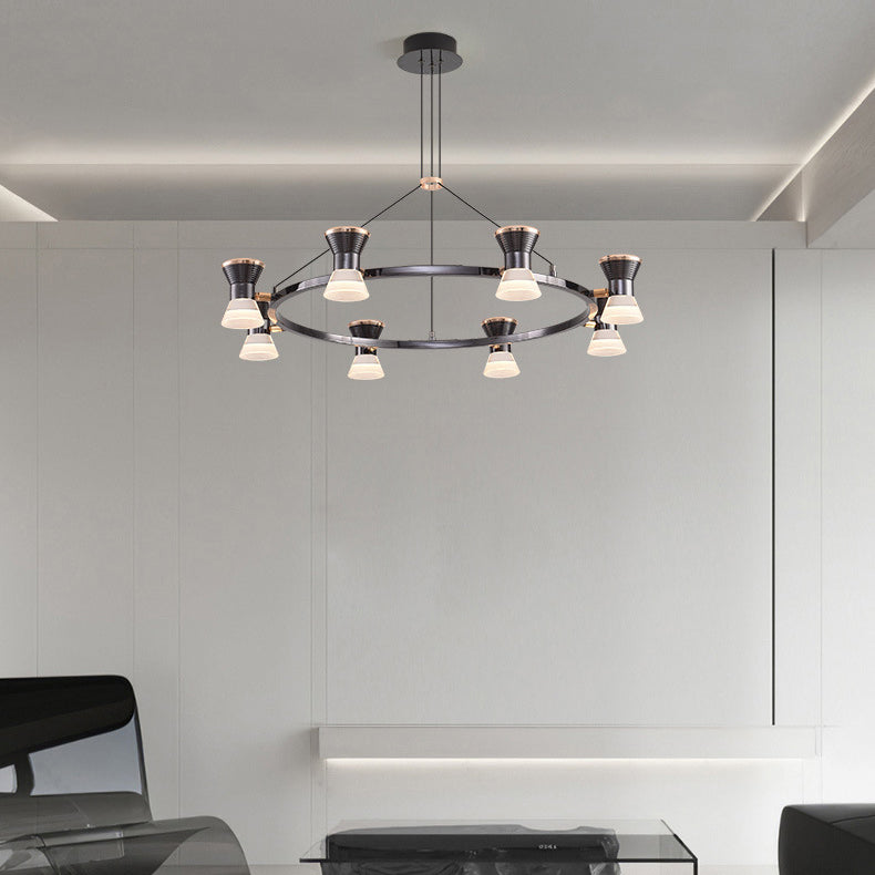 Lustre LED en aluminium acrylique rond minimaliste moderne pour salon 