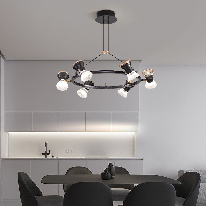 Lustre LED en aluminium acrylique rond minimaliste moderne pour salon 