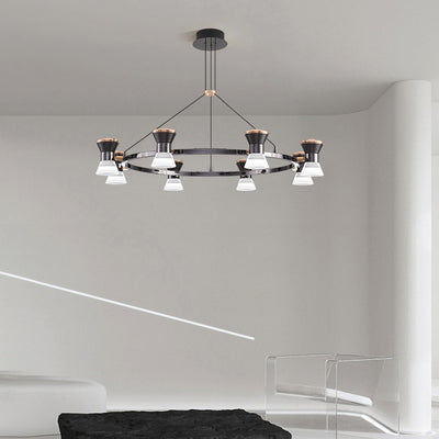 Lustre LED en aluminium acrylique rond minimaliste moderne pour salon 