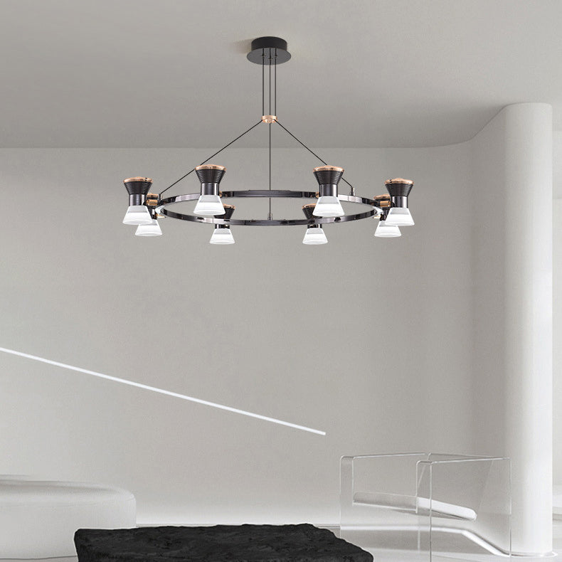 Lustre LED en aluminium acrylique rond minimaliste moderne pour salon 