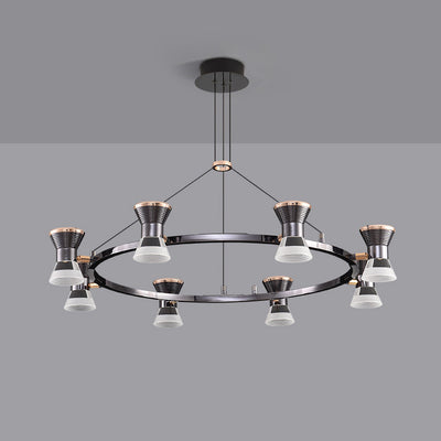 Lustre LED en aluminium acrylique rond minimaliste moderne pour salon 