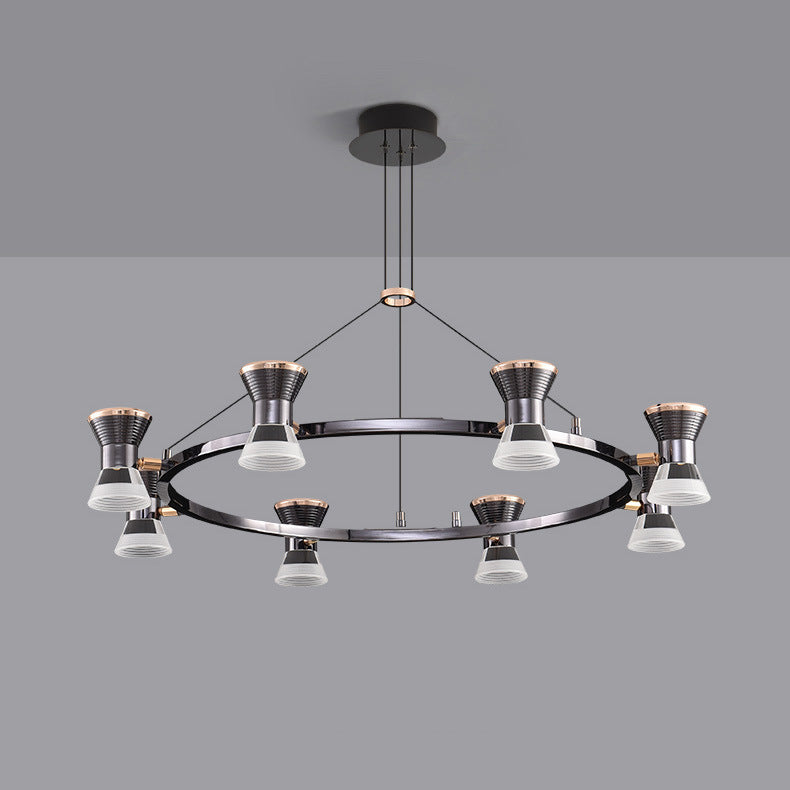 Lustre LED en aluminium acrylique rond minimaliste moderne pour salon 