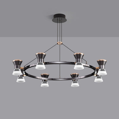 Lustre LED en aluminium acrylique rond minimaliste moderne pour salon 