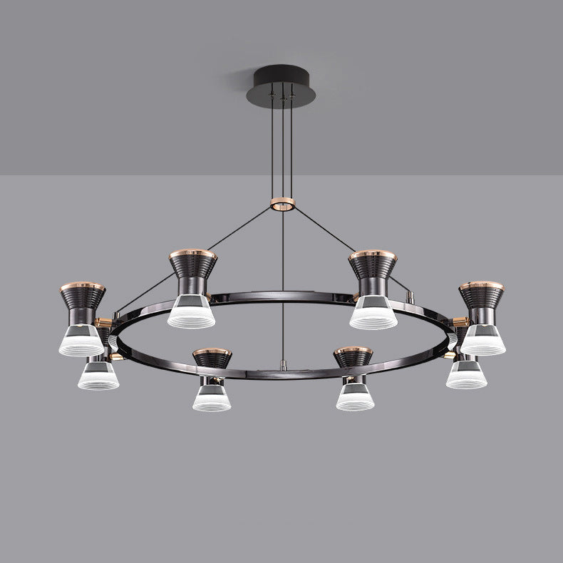 Lustre LED en aluminium acrylique rond minimaliste moderne pour salon 