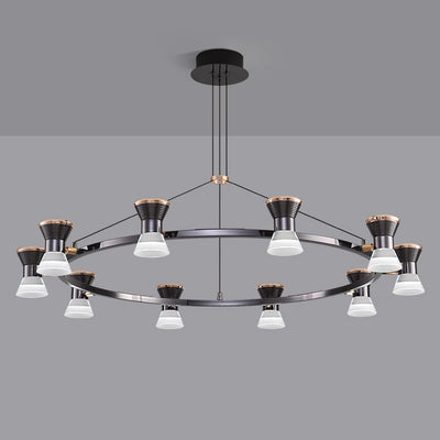 Lustre LED en aluminium acrylique rond minimaliste moderne pour salon 